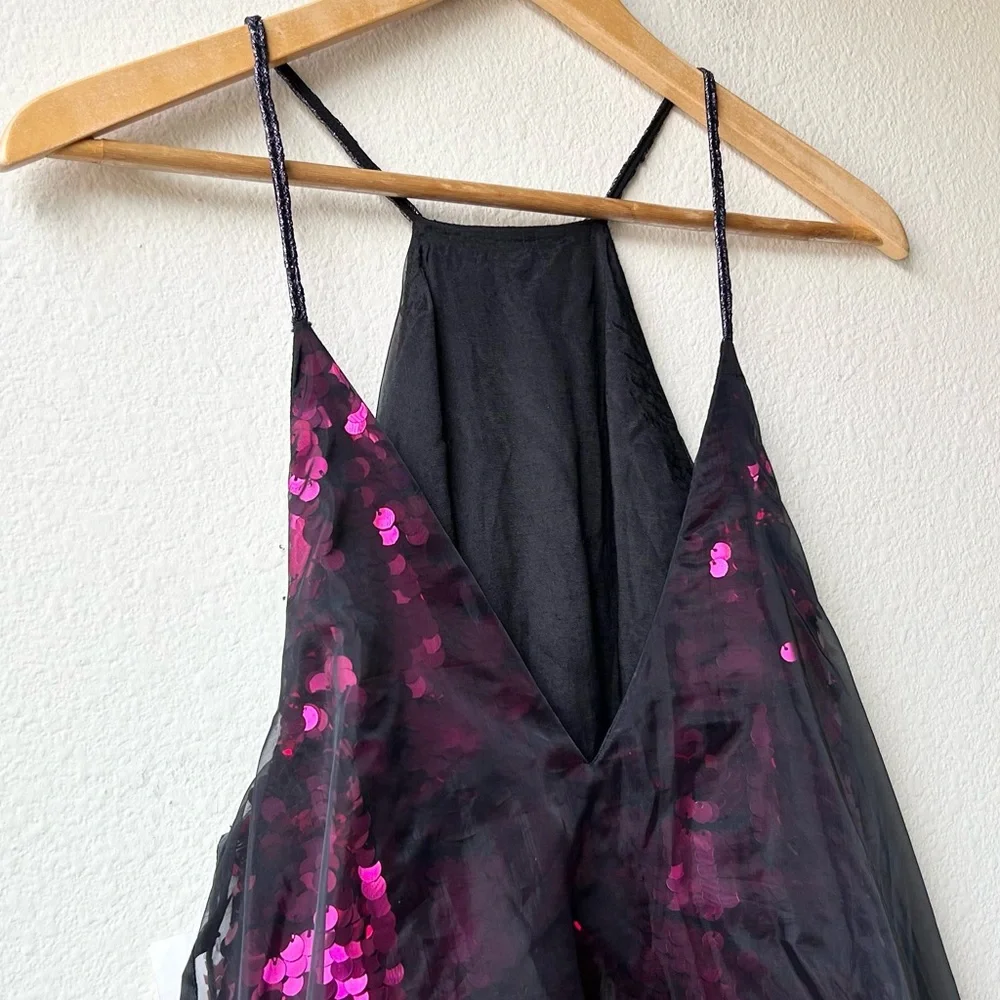 NWT $250 Free People Ghost Mini Sequin Dress in Purple Pink Black Sz 2